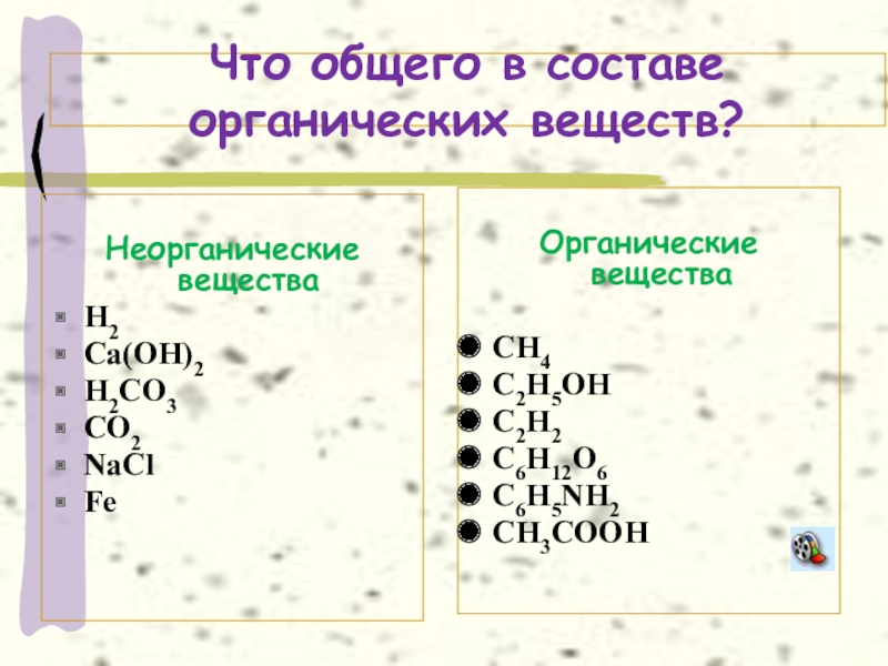 Состав органических веществ