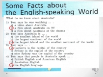 Презентация по английскому языку на тему Some facts about the English-speaking word (7 класс)
