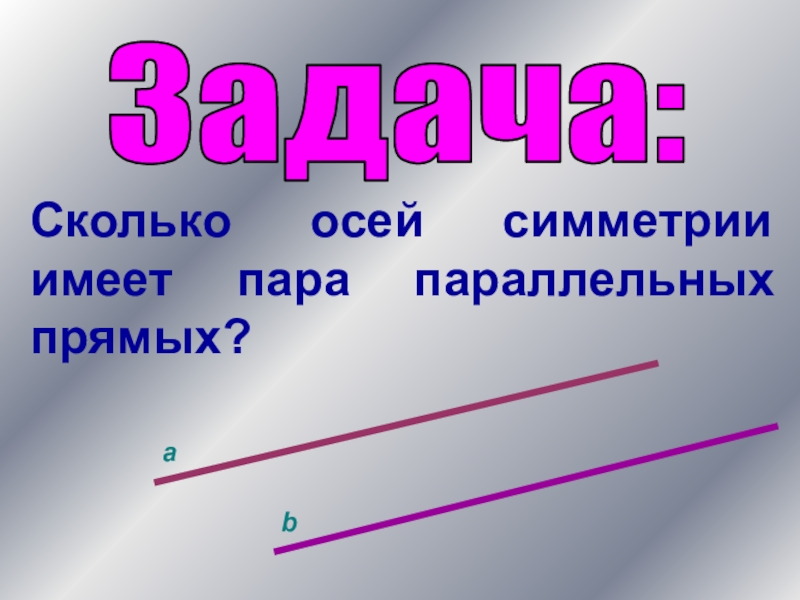 Сколько осей симметрии имеет. Ось симметрии параллельных прямых. Сколько осей симметрии имеет пара. Прямая имеет ось симметрии.