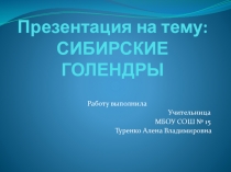 Презентация Сибирские Голендры. Образ жизни, культурные традиции.