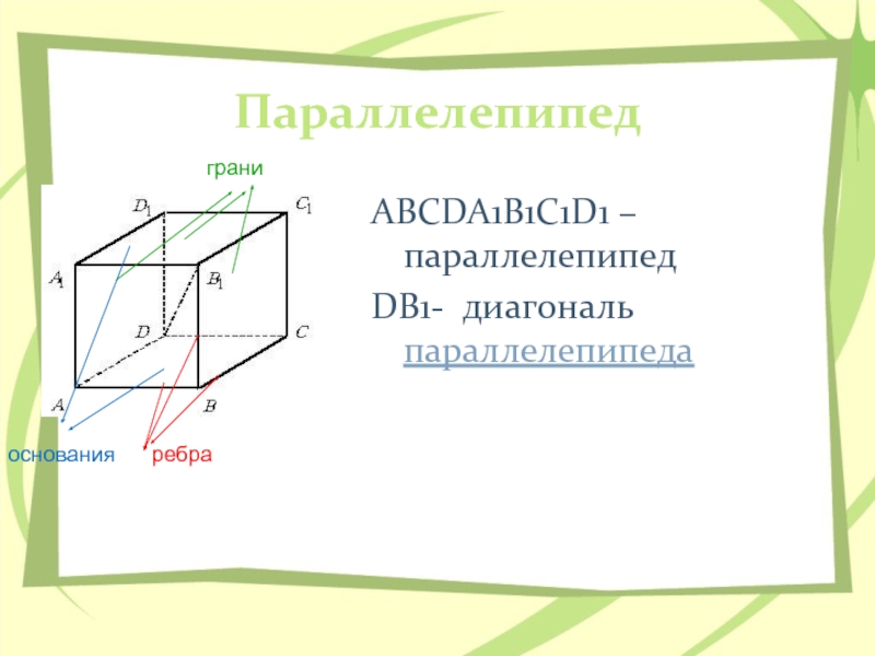 Диагонали параллелепипеда abcda1b1c1d1. Диагонали граней параллелепипеда. Параллелепипед аbcda1b1c1d1. Параллелепипеда ABCDABCD.. Пересекающиеся прямые в параллелепипеде.