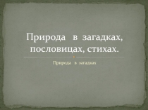 Презентация Природа в загадках, пословицах, стихах