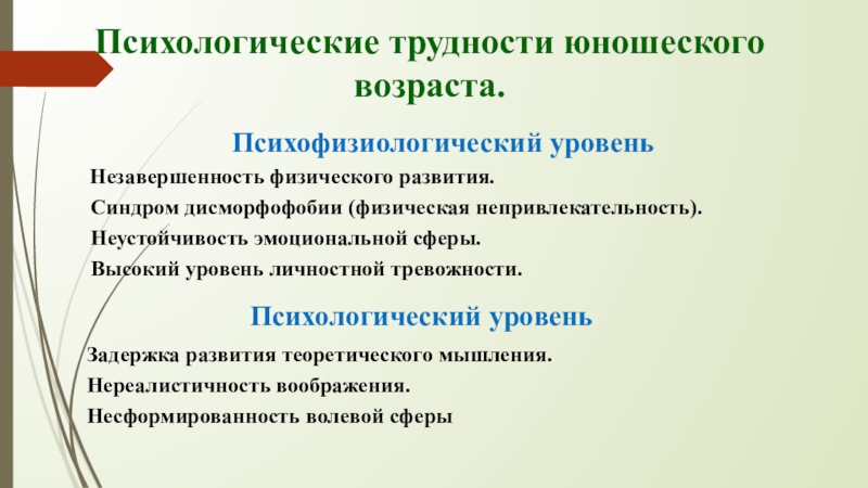 Реферат: Психологическая характеристика юношеского возраста