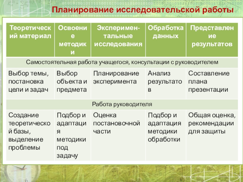 План работы для исследовательской работы