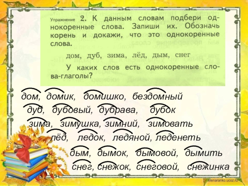 Подбери однокоренные слова 2 класс