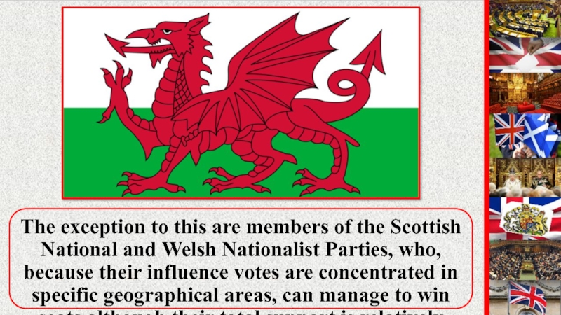 The exception to this are members of the Scottish National and Welsh Nationalist Parties, who, because their