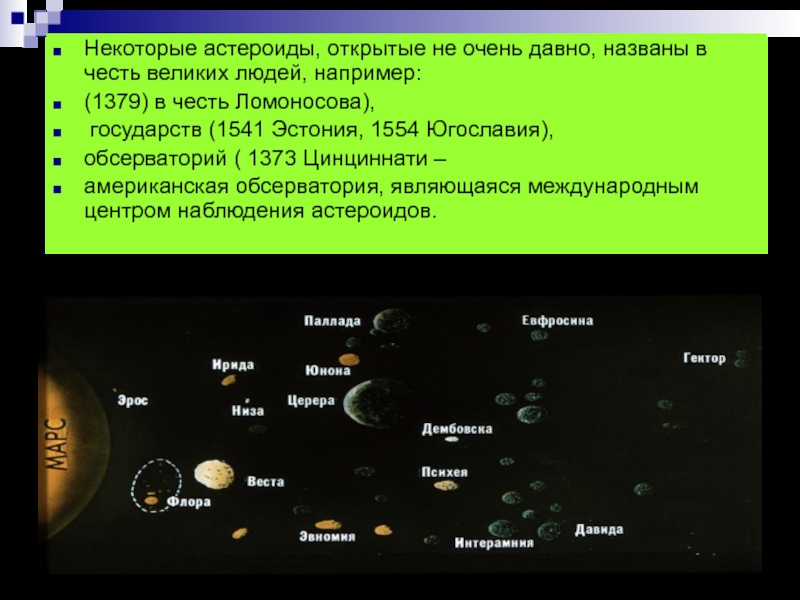 Астероиды названные в честь. Астероид 1373 Цинциннати. Астероиды названные в честь людей. Назовите некоторые из астероидов. Возможности наблюдения астероидов.