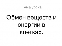 Презентация Обмен веществ и знергии (9 класс)