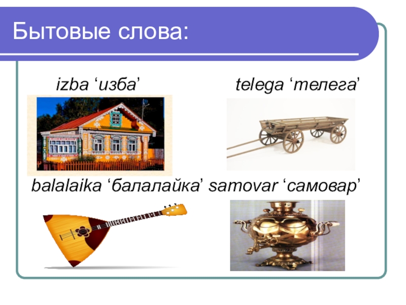 Имена изба. Бытовые слова. Изба с разными суффиксами. Родственные слова изба. Укажите ряд иноязычных слов самовар балалайка.