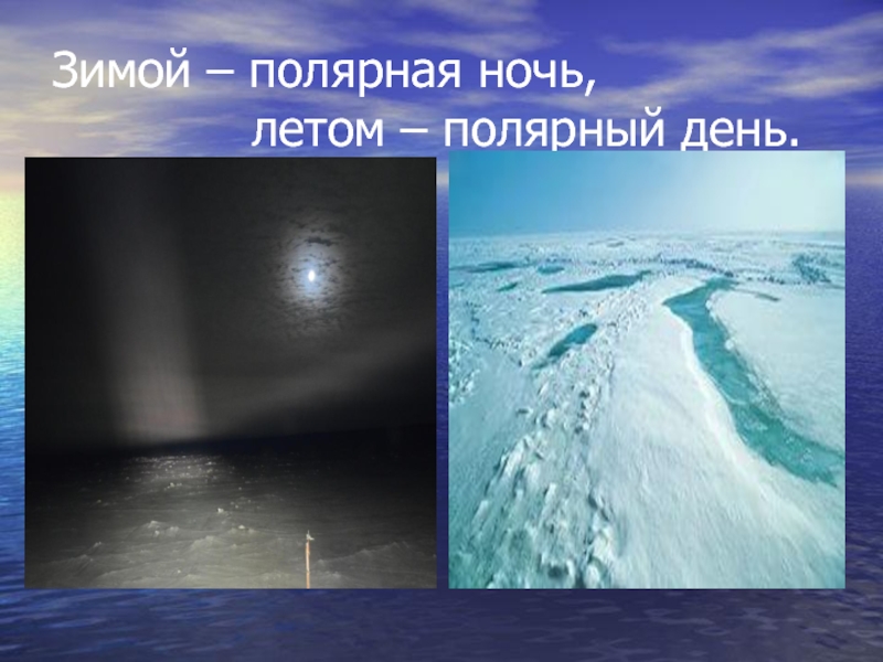 Зимой – полярная ночь,        летом – полярный день.