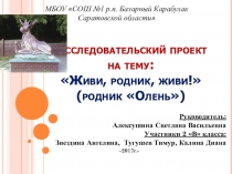 Исследовательский проект Живи, родник, живи!