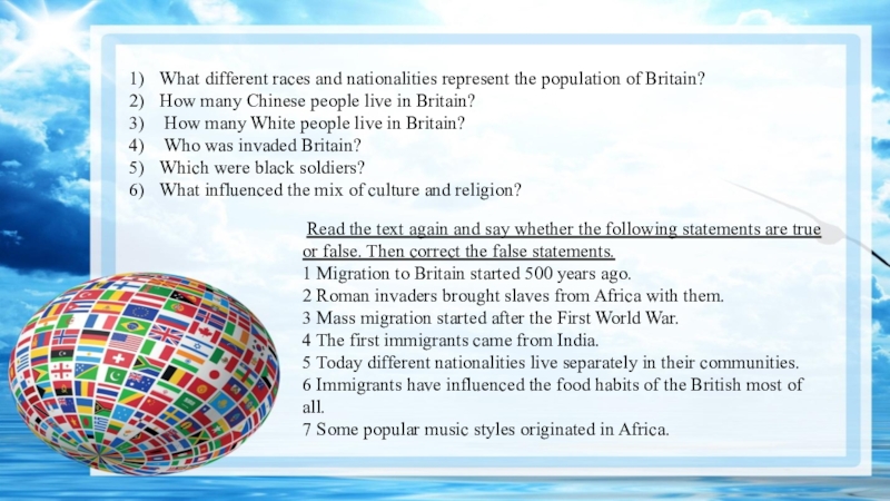 What different races and nationalities represent the population of Britain?How many Chinese people live in Britain? How