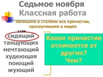 Презентация по русскому языку (7 класс) по теме Морфологический разбор причастия