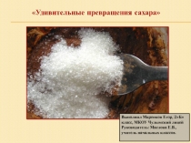 Презантация: Удивительные превращения сахара Исследовательский проект