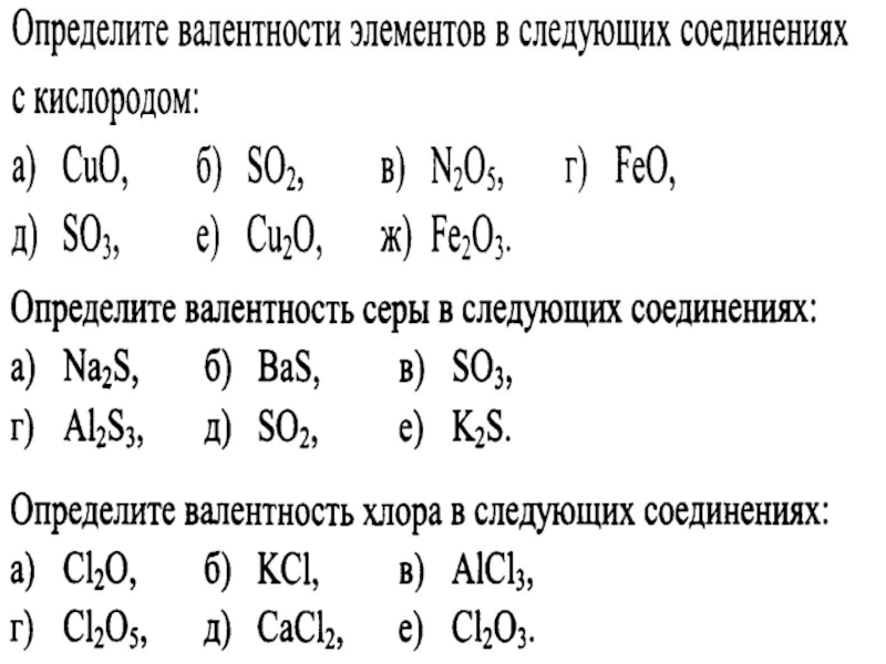 Презентация валентность химических элементов 8 класс