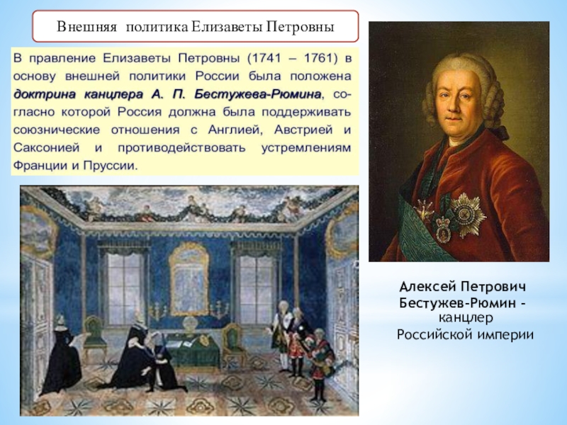 Внутренняя политика елизаветы петровны кратко 8 класс. Алексей Бестужев канцлер при Елизавете Петровне. Внешняя политика политика Елизаветы Петровны. Елизавета Петровна 1741-1761 внутренняя и внешняя политика. Канцлер Российской империи при Елизавете Петровне.