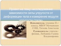 Ученический проект по теме: Зависимость силы упругости от деформации тела 10 класс