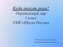 Презентация по окружающему миру на тему Куда текут реки (1 класс)