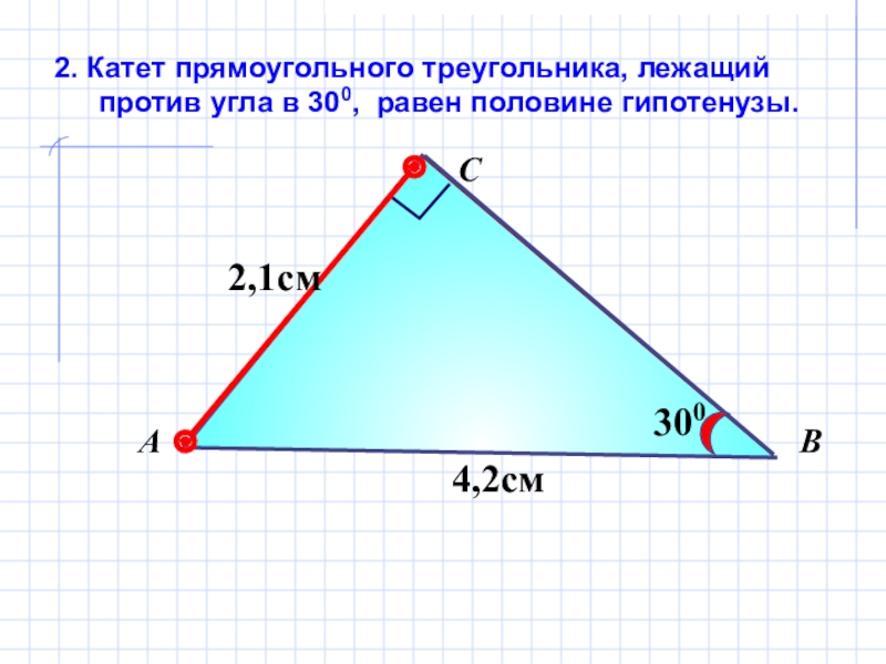 Свойство катета напротив угла 30. 30 Градусов в прямоугольном треугольнике. Катеты прямоугольного треугольника с углом 30 градусов.
