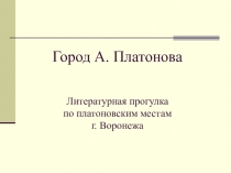 Город Андрея Платонова (литературная прогулка по платоновским местам г.Воронежа)