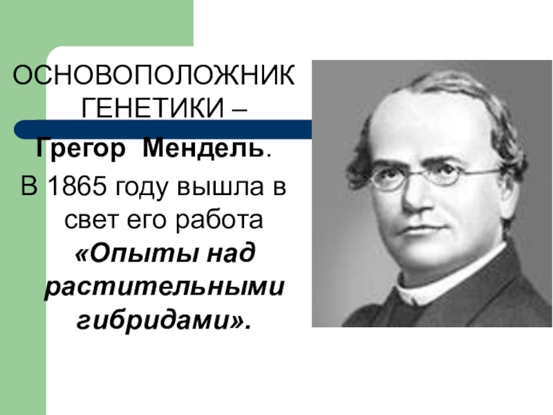 Отец генетики грегор иоганн мендель проект