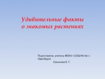 Презентация по окружающему миру на теме: Удивительные факты о знакомых растениях