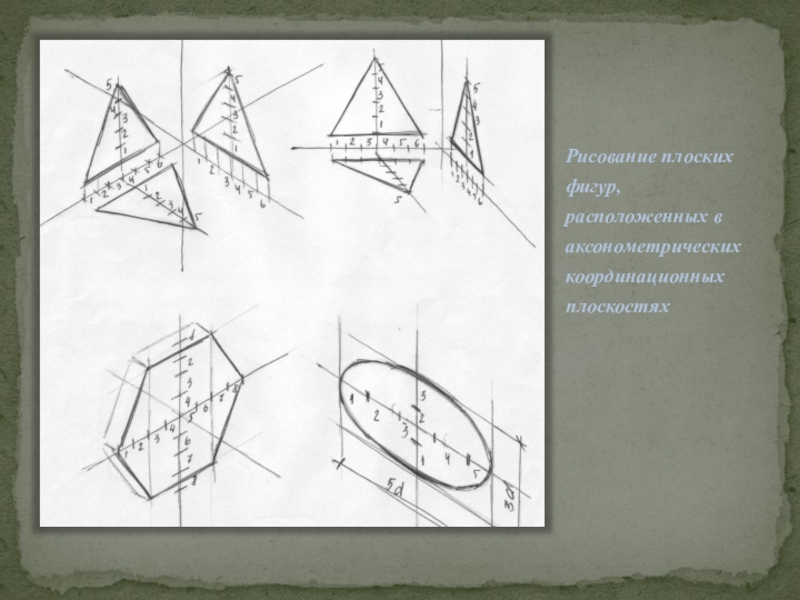 Руководствуясь чертежом и изображением формообразующей плоской фигуры детали в аксонометрической