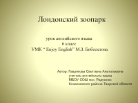 Проект по английскому языку 6 класс лондонский зоопарк