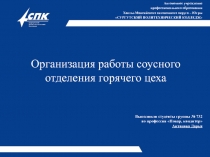 Организация работы соусного отделения горячего цеха выполнила студентка Антонова Дарья гр.732