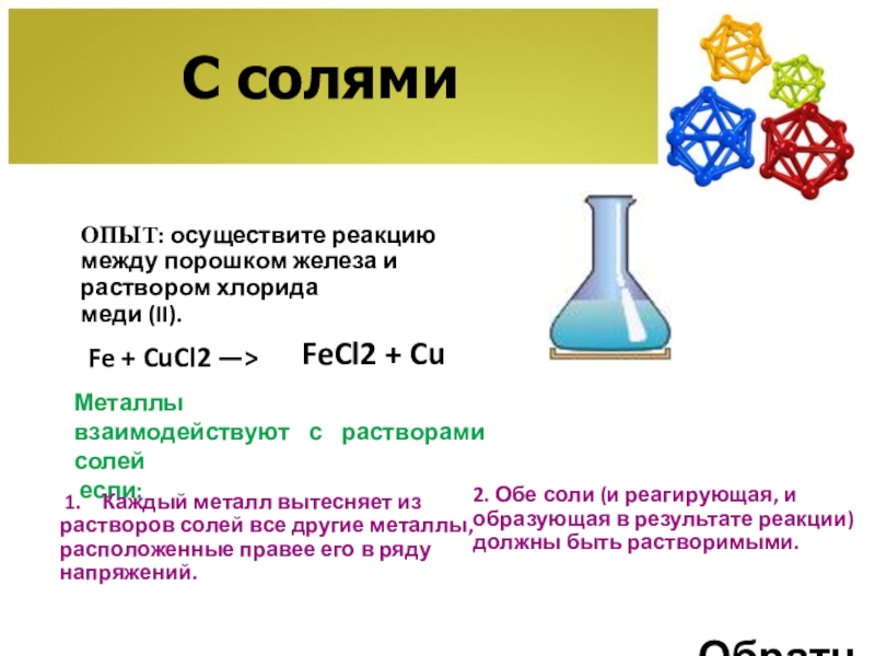 Cucl2 тип вещества. Реакция железа с солями. Взаимодействие железа с солями. Хлорид меди реакции. Железо взаимодействие с солями.