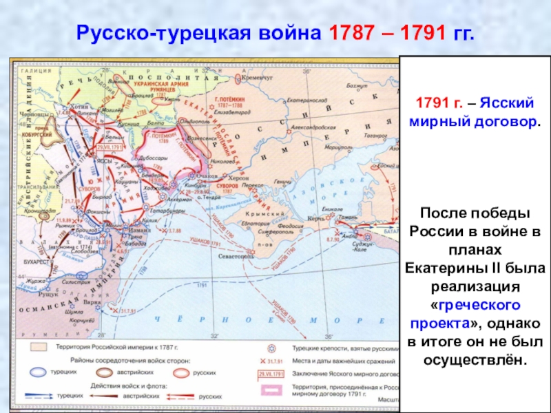 Ясский мирный договор карта