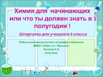 Презентация по химии 8 класс шпаргалка для учащихся