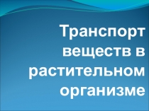 Презентация по биологииТранспорт веществ в растительном организме