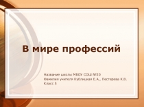 Презентация по профориентации для учащихся 5 классов.Своя игра В мире профессий