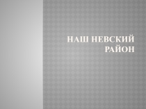 Презентация: Наш Невский район