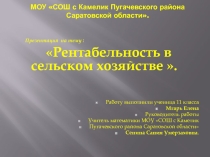 Презентация исследовательской работы по математике Рентабельность в сельском хозяйстве
