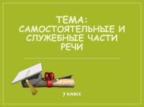 Презентация по русскому языку на тему Самостоятельные и служебные части речи (7 класс)