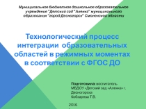 Технологический процесс интеграции образовательных областей в режимных моментах ДОУ