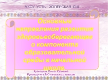 Презентация к статье Основные направления развития здоровьесберегающего компонента образовательной среды в начальной школе.