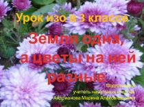 Презентация к уроку изобразительного искусства Земля одна, а цветы на ней разные