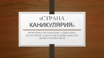 Презентация по воспитательной работе Страна Каникулярия времяпрепровождение во время каникул