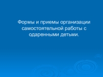 Презентация  Формы и приёмы организации самостоятельной работы с одарёнными детьми