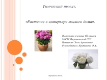 Презентация по технологии Комнатные растения в интерьере доиа