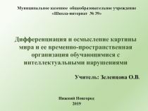 Дифференциация и осмысление картины мира и ее временно-пространственная организация обучающимися с интеллектуальными нарушениями