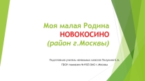 Презентация Моя малая Родина. Район Новокосино г.Москвы 1-4 класс