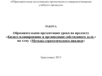 Образовательная презентация по предмету Бизнес-планирование и организация собственного дела