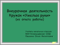 Презентация Внеурочная деятельность кружок Умелые руки