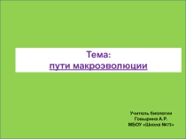 Презентация по биологии на тему: Пути макроэволюции