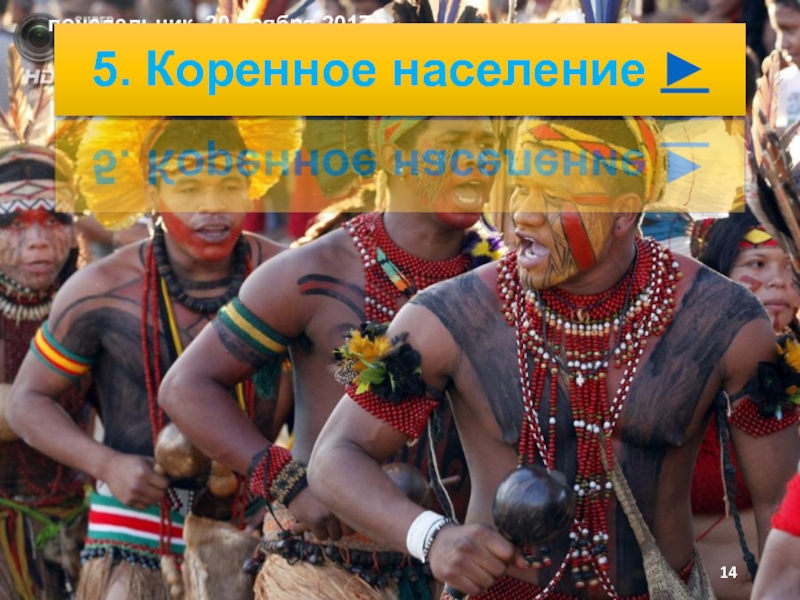 Презентация по географии на тему Человек на южноамериканском пространстве и страны Южной Америки. 5. Коренное население ► 5. Коренное население ►