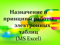 Презентация по Информатике и ИКТ на темуНазначение и принципы работы электронных таблиц